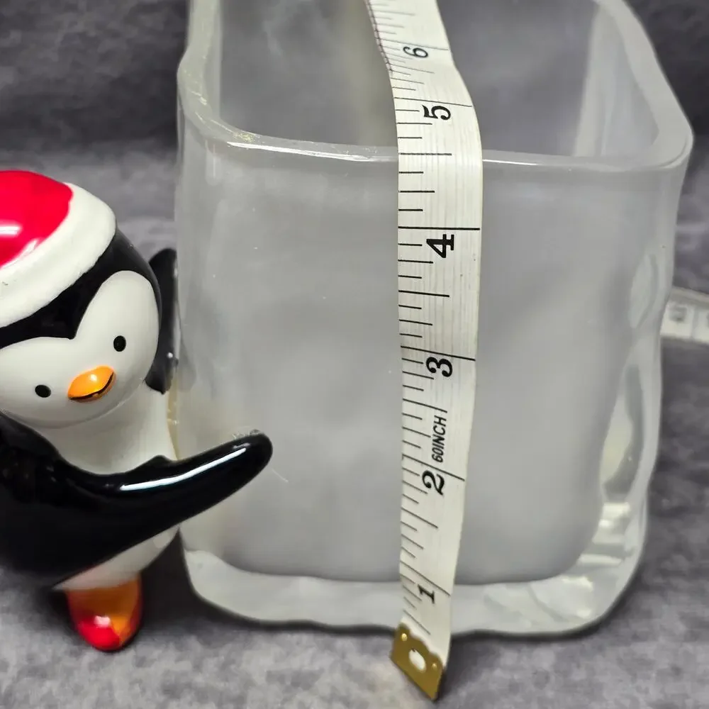 Teleflora Penguin Ice Block Cube Planter Vase Candle Holder / Desk Storage Decor